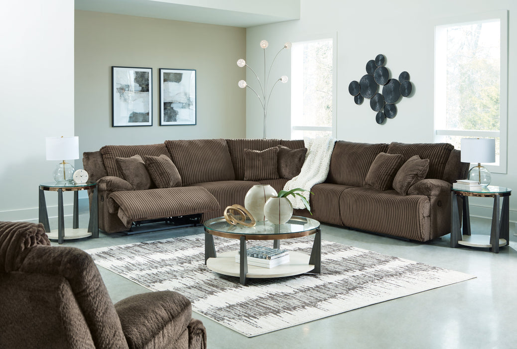 Top Tier 5 - Piece Sectional with Recliner in Chocolate - Gate FurnitureSectional