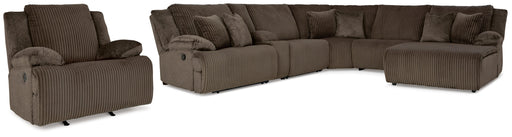 Top Tier Chocolate 6-Piece Sectional with Recliner from Ashley - Lara Furniture