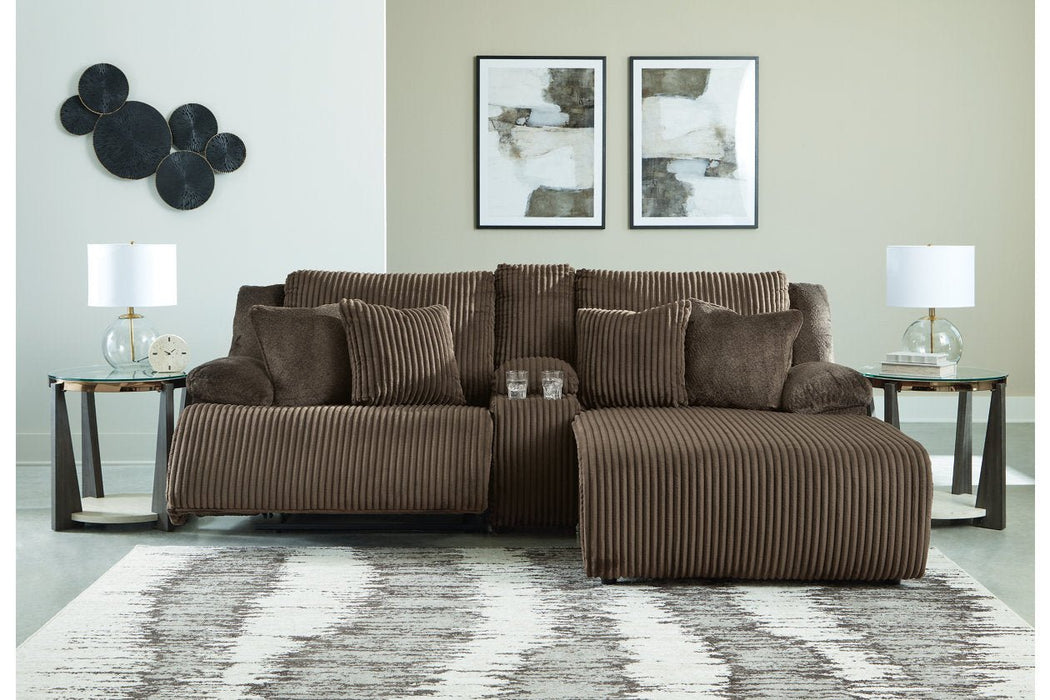 Top Tier Chocolate 3 - Piece Reclining Sectional Sofa with Chaise - Gate FurnitureReclining Sectional