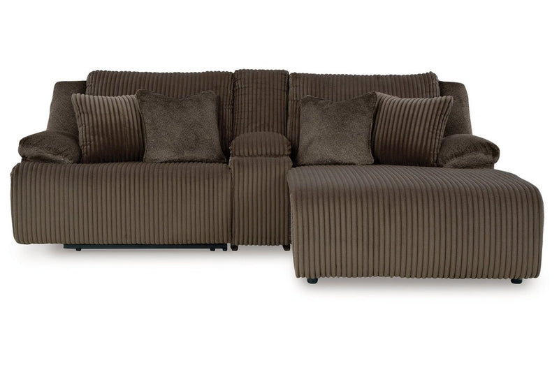 Top Tier Chocolate 3 - Piece Reclining Sectional Sofa with Chaise - Lara FurnitureReclining Sectional