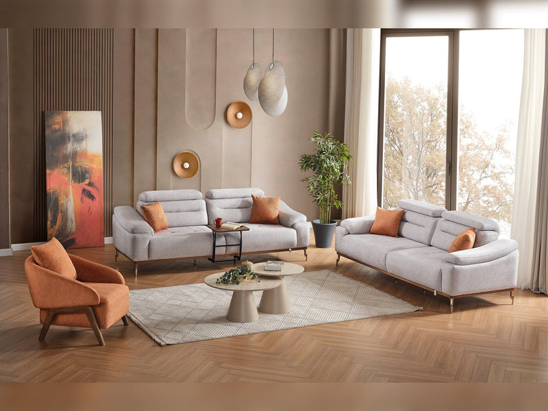 Torino 3-pieces (Relax Sofa & Relax Loveseat & Chair) Livingroom in Grey - Brick - 200-ELIF-TOR-A244-3R2R1