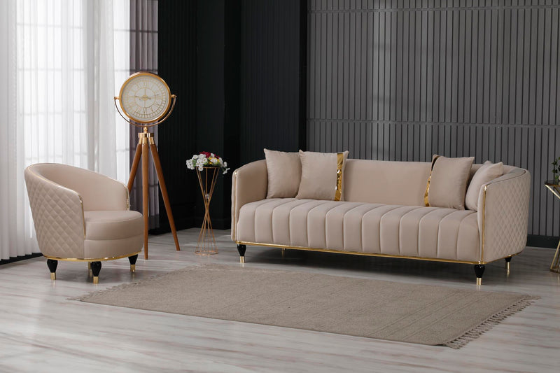 Toronto 3-pieces (Sofa & Loveseat & Chair) Livingroom Set Cream in Cream - 101-TOR-S0231-321