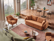 Toscana 4-pieces (4 Seater Sofa &  3 Seater Sofa & 2 Chair) Livingroom Set Orange - Green in Orange-Green - 101-TOS-P907-4311