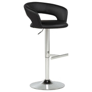 Travia Adjustable Leatherette Swivel Bar Stool Black and Chrome - 182718BLK