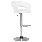 Travia Adjustable Leatherette Swivel Bar Stool White and Chrome - 182718WHT