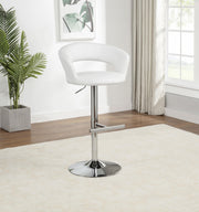 Travia Adjustable Leatherette Swivel Bar Stool White and Chrome - 182718WHT