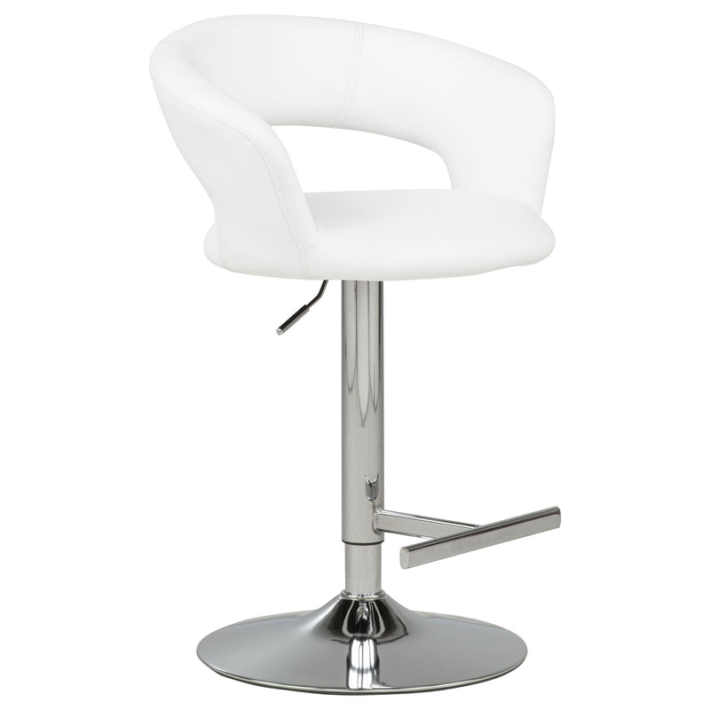 Travia Adjustable Leatherette Swivel Bar Stool White and Chrome - 182718WHT
