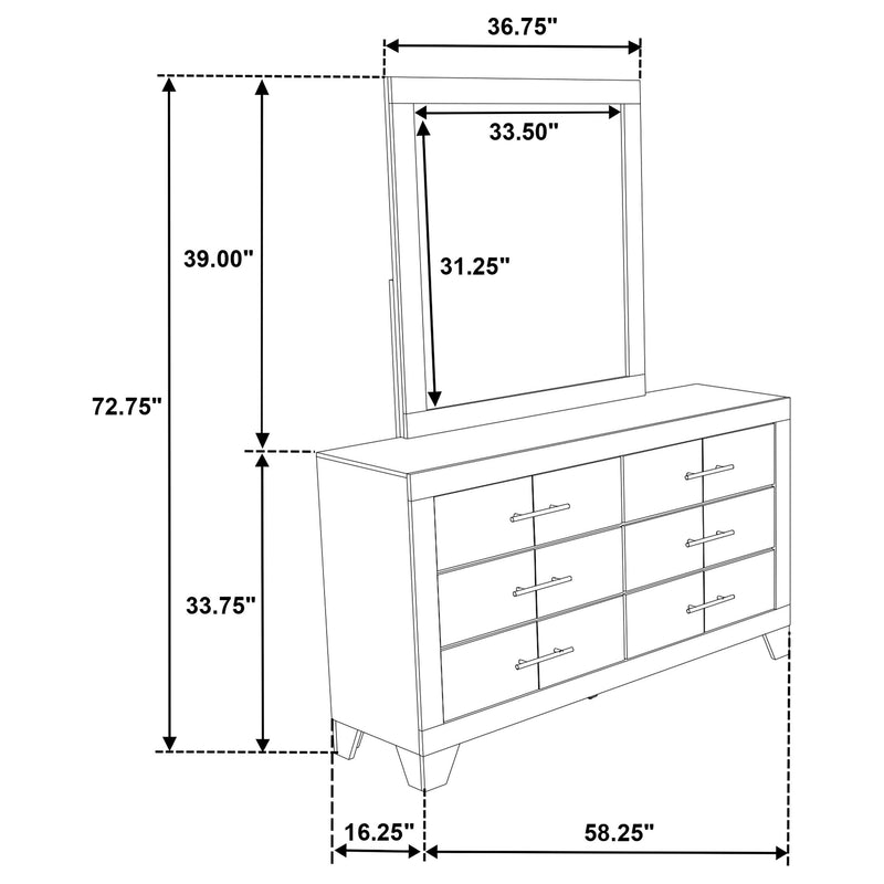 Trenton 6-drawer Bedroom Dresser With Mirror Rustic Cream - 225063M