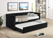 Trina Black Velvet Twin Daybed - Lara FurnitureDaybed