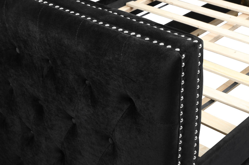 Trina Black Velvet Twin Daybed - Lara FurnitureDaybed