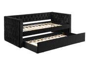 Trina Black Velvet Twin Daybed - Lara FurnitureDaybed