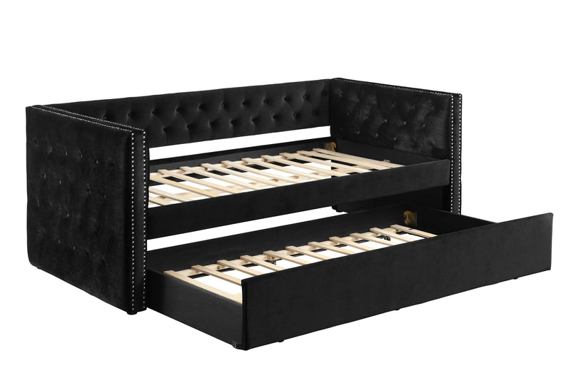 Trina Black Velvet Twin Daybed - Lara FurnitureDaybed