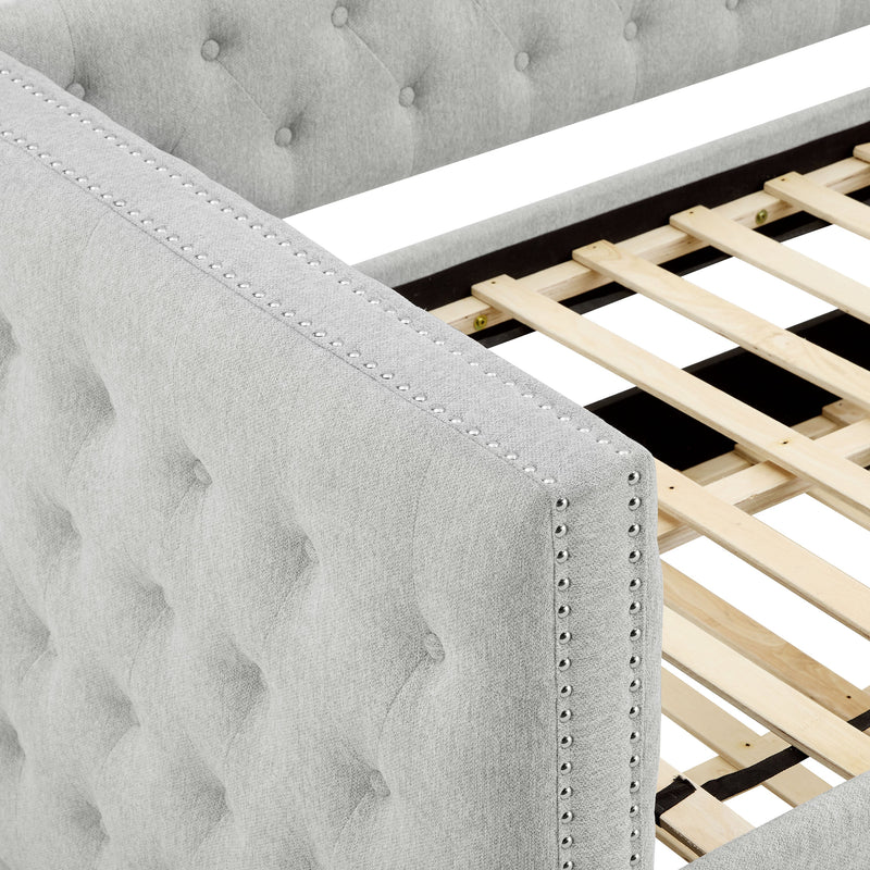 Trina Dove Gray Twin Daybed with Trundle - Lara FurnitureDaybed