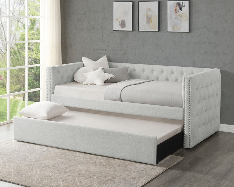 Trina Dove Gray Twin Daybed with Trundle - Lara FurnitureDaybed