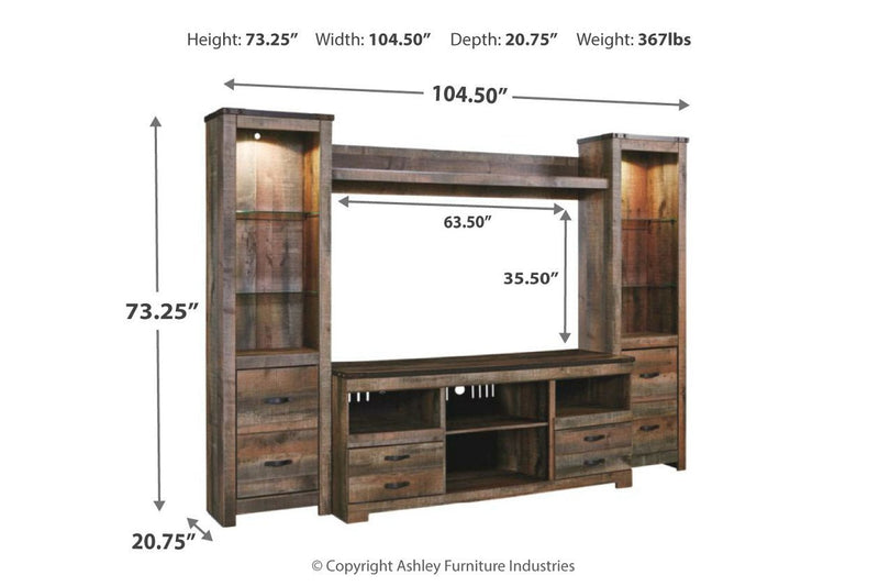 Trinell Brown 4 - Piece Entertainment Center - Lara FurnitureEntertainment Center
