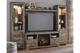 Trinell Brown 4 - Piece Entertainment Center with Electric Fireplace - Gate FurnitureEntertainment Center