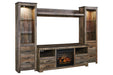 Trinell Brown 4 - Piece Entertainment Center with Electric Fireplace - Gate FurnitureEntertainment Center