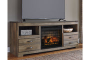 Trinell Brown 63" TV Stand with Electric Fireplace - Lara FurnitureTV Stand