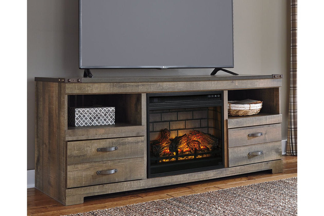Trinell Brown 63" TV Stand with Electric Fireplace - Gate FurnitureTV Stand