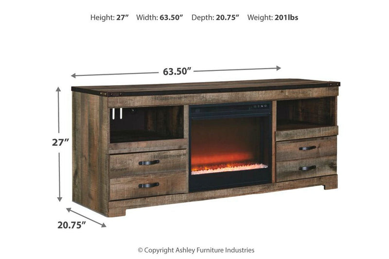 Trinell Brown 63" TV Stand with Electric Fireplace - Lara FurnitureTV Stand