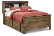 Trinell Brown Full Bookcase Bed with 2 Storage Drawers - Lara FurnitureFull Bed