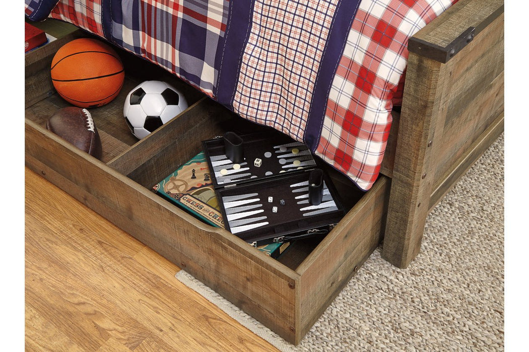 Trinell Brown Full Panel Bed with 1 Large Storage Drawer - Gate FurnitureFull Bed