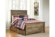 Trinell Brown Full Panel Bed with 1 Large Storage Drawer - Lara FurnitureFull Bed