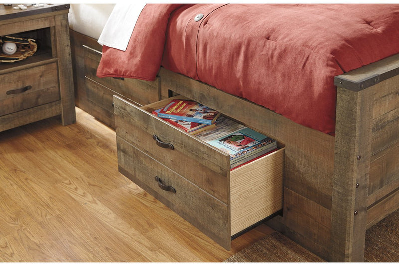 Trinell Brown Full Panel Bed with 2 Storage Drawers - Gate FurnitureFull Bed