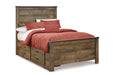 Trinell Brown Full Panel Bed with 2 Storage Drawers - Gate FurnitureFull Bed