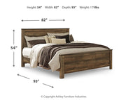Trinell Brown King Panel Bed, Dresser, Mirror and 2 Nightstands - B446B74