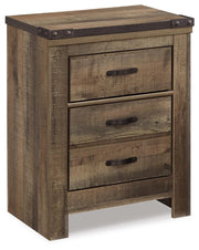 Trinell Brown King Panel Bed. Dresser, Mirror, Chest and 2 Nightstands - B446B97