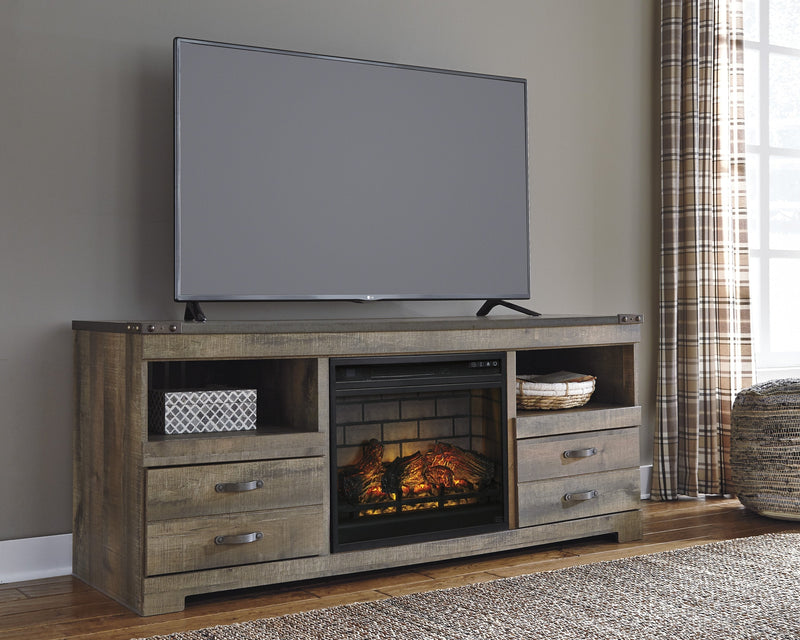 Trinell Brown Large TV Stand w/Fireplace Option - Lara FurnitureTV Stand
