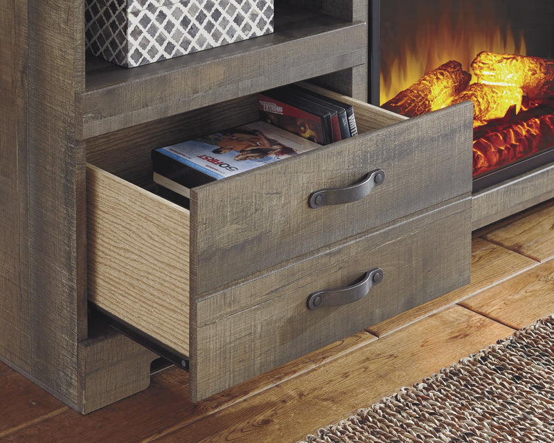 Trinell Brown Large TV Stand w/Fireplace Option - Lara FurnitureTV Stand