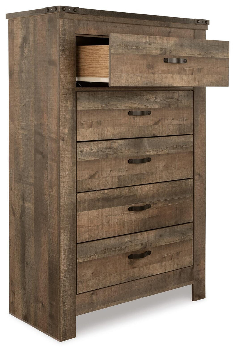 Trinell Brown Queen Panel Headboard, Dresser, Mirror, Chest and Nightstand - B446B90