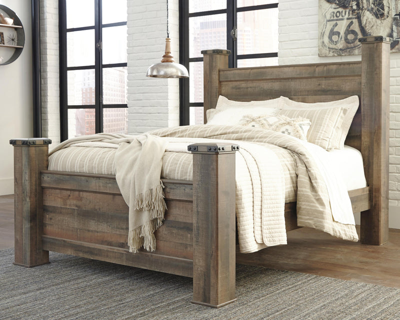 Trinell Brown Queen Poster Bed, Dresser, Mirror, Chest and 2 Nightstands - B446B80