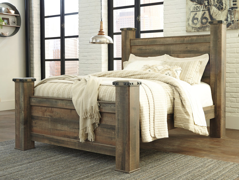 Trinell Brown Queen Poster Bed - Gate FurnitureQueen Bed