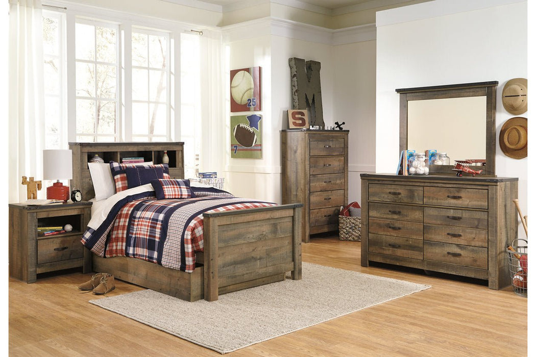Trinell Brown Twin Bookcase Bed with 1 Large Storage Drawer - Gate FurnitureTwin Bed