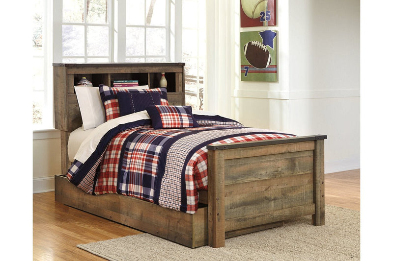 Trinell Brown Twin Bookcase Bed with 1 Large Storage Drawer - Gate FurnitureTwin Bed