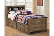 Trinell Brown Twin Bookcase Bed with 2 Storage Drawers - Lara FurnitureTwin Bed