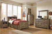 Trinell Brown Twin Bookcase Bed with 2 Storage Drawers - Lara FurnitureTwin Bed