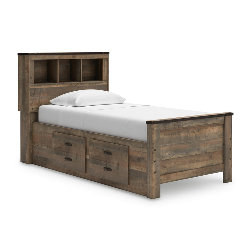 Trinell Brown Twin Bookcase Storage Bed, Dresser and Mirror - B446B86