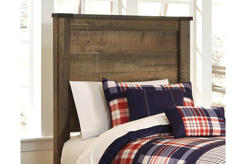 Trinell Brown Twin Panel Bed with 1 Large Storage Drawer - Lara FurnitureTwin Bed