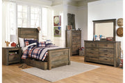 Trinell Brown Twin Panel Bed with 1 Large Storage Drawer - Lara FurnitureTwin Bed