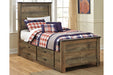 Trinell Brown Twin Panel Bed with 2 Storage Drawers - Gate FurnitureTwin Bed