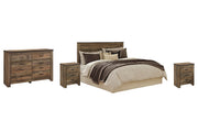 Trinell King/California King Panel Headboard Bed with Mirrored Dresser and 2 Nightstands in Brown - PKG005080