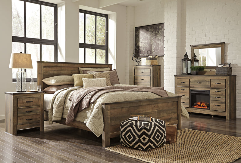 Trinell King Panel Bed with Dresser and 2 Nightstands in Brown from Ashley - Lara Furniture