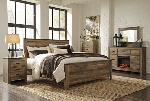 Trinell King Panel Bed with Dresser, Chest and Nightstand in Brown from Ashley - Lara Furniture