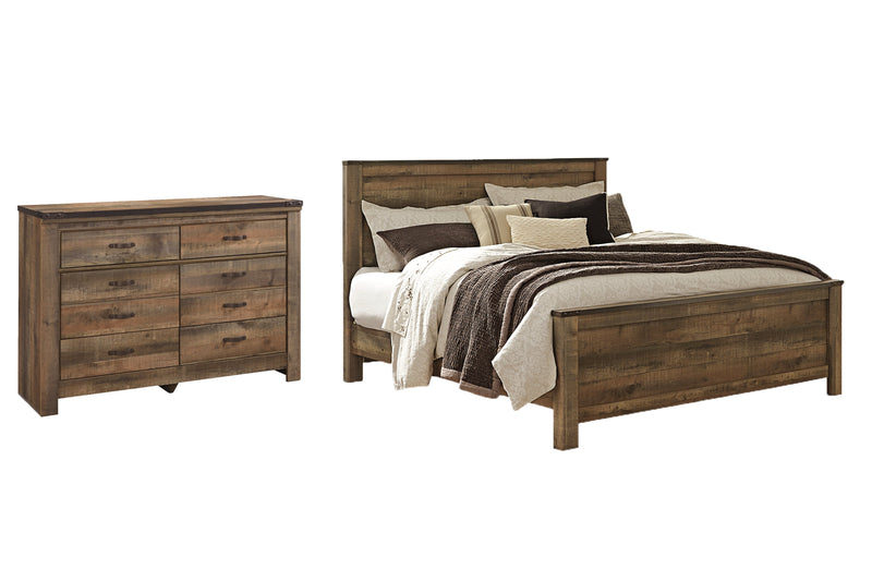 Trinell King Panel Bed with Dresser in Brown from Ashley - Lara Furniture