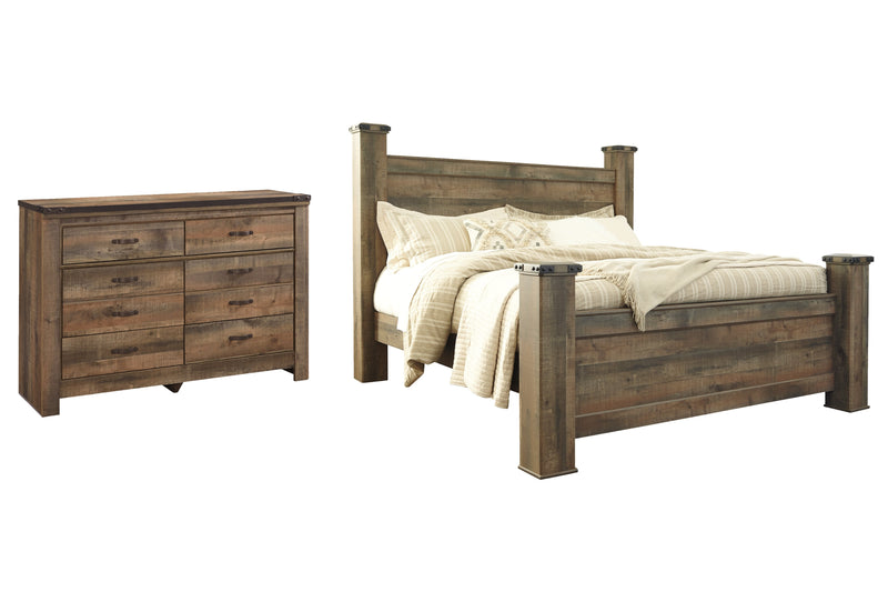 Trinell King Poster Bed with Dresser in Brown from Ashley - Lara Furniture