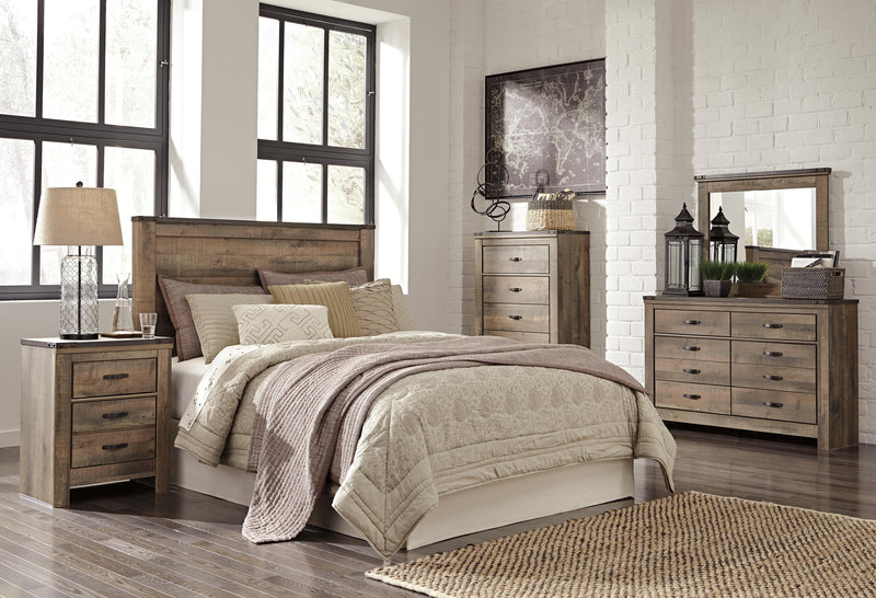 Trinell Queen Panel Headboard Bed with Dresser, Chest and 2 Nightstands in Brown - PKG005078